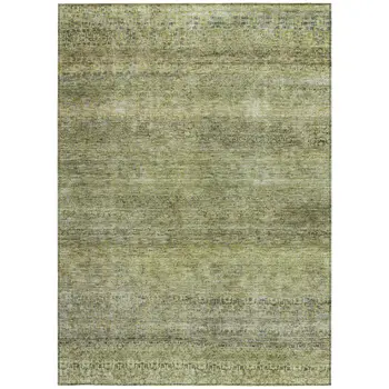 3' X 5' Artichoke Green Brown And Gray Striped Washable Indoor Outdoor Area Rug