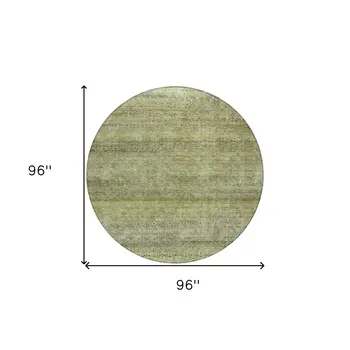 8' Artichoke Green Brown And Gray Round Striped Washable Indoor Outdoor Area Rug
