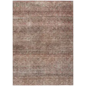 3' X 5' Coral And Black Striped Washable Indoor Outdoor Area Rug