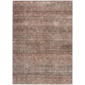 8' X 10' Coral And Black Striped Washable Indoor Outdoor Area Rug