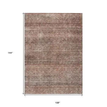 9' X 12' Coral And Black Striped Washable Indoor Outdoor Area Rug