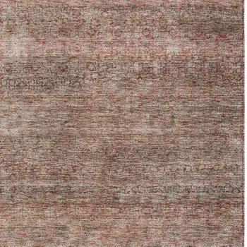 9' X 12' Coral And Black Striped Washable Indoor Outdoor Area Rug