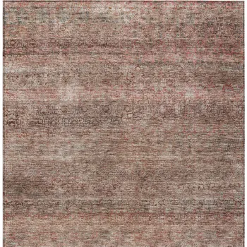 10' X 14' Coral And Black Striped Washable Indoor Outdoor Area Rug