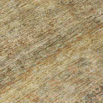 8' Wheat And Brown Round Striped Washable Indoor Outdoor Area Rug