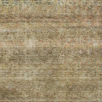 9' X 12' Wheat And Brown Striped Washable Indoor Outdoor Area Rug