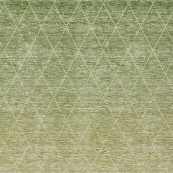 5' X 8' Artichoke Green And Beige Geometric Washable Indoor Outdoor Area Rug