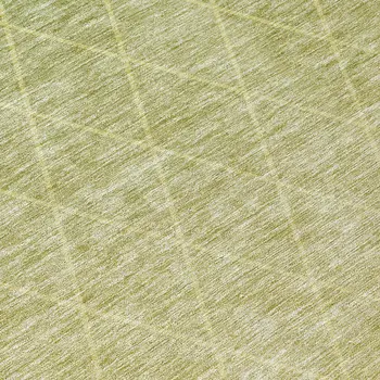 8' Artichoke Green And Beige Round Geometric Washable Indoor Outdoor Area Rug