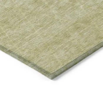 8' X 10' Artichoke Green And Beige Geometric Washable Indoor Outdoor Area Rug
