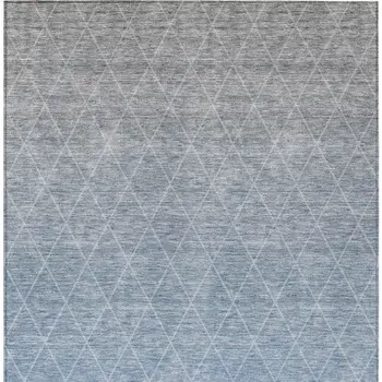 5' X 8' Blue And Gray Geometric Washable Indoor Outdoor Area Rug