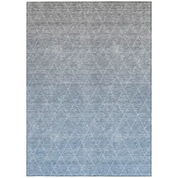8' X 10' Blue And Gray Geometric Washable Indoor Outdoor Area Rug
