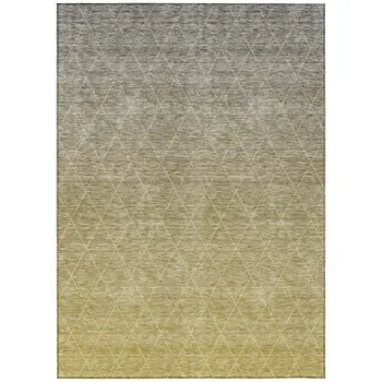 5' X 8' Gold And Gray Geometric Washable Indoor Outdoor Area Rug