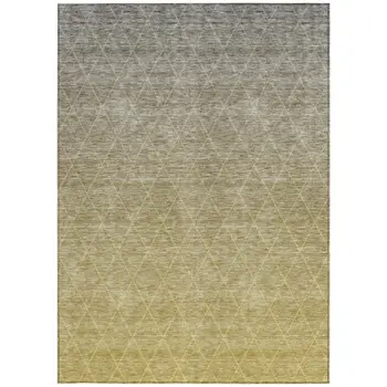 8' X 10' Gold And Gray Geometric Washable Indoor Outdoor Area Rug