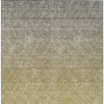 10' X 14' Gold And Gray Geometric Washable Indoor Outdoor Area Rug
