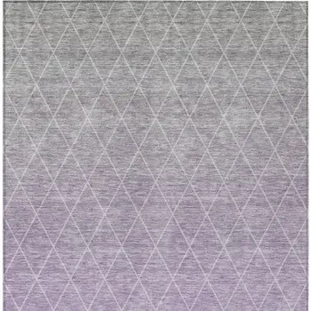 5' X 8' Lavender And Gray Geometric Washable Indoor Outdoor Area Rug