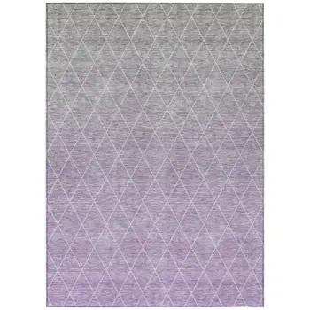 5' X 8' Lavender And Gray Geometric Washable Indoor Outdoor Area Rug