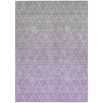 10' X 14' Lavender And Gray Geometric Washable Indoor Outdoor Area Rug