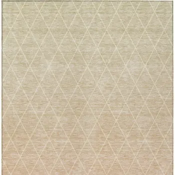 10' X 14' Salmon And Beige Geometric Washable Indoor Outdoor Area Rug