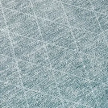 8' Teal Blue And Gray Round Geometric Washable Indoor Outdoor Area Rug