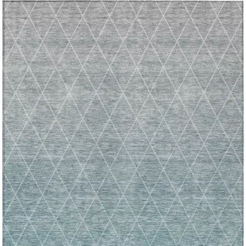 10' X 14' Teal Blue And Gray Geometric Washable Indoor Outdoor Area Rug