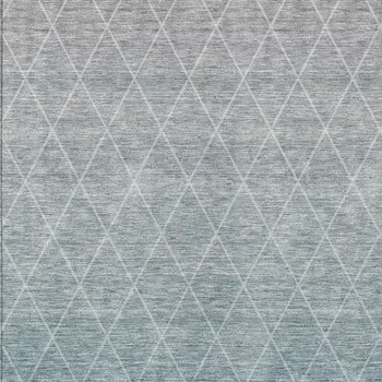 10' X 14' Teal Blue And Gray Geometric Washable Indoor Outdoor Area Rug