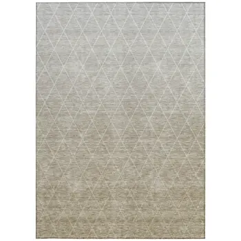 3' X 5' Taupe And Gray Geometric Washable Indoor Outdoor Area Rug
