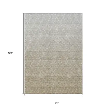 8' X 10' Taupe And Gray Geometric Washable Indoor Outdoor Area Rug