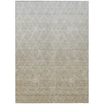 8' X 10' Taupe And Gray Geometric Washable Indoor Outdoor Area Rug