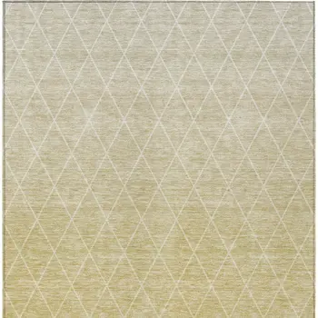 3' X 5' Wheat And Beige Geometric Washable Indoor Outdoor Area Rug
