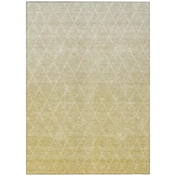 3' X 5' Wheat And Beige Geometric Washable Indoor Outdoor Area Rug