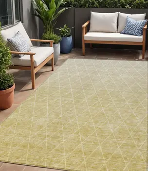 5' X 8' Wheat And Beige Geometric Washable Indoor Outdoor Area Rug