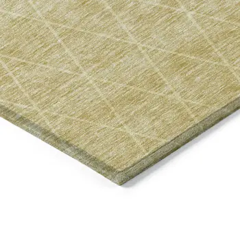 5' X 8' Wheat And Beige Geometric Washable Indoor Outdoor Area Rug