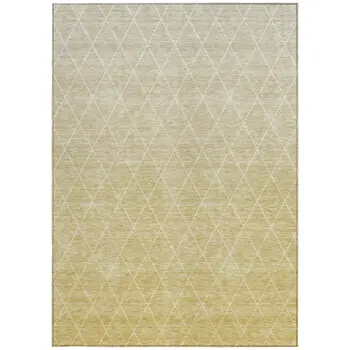 9' X 12' Wheat And Beige Geometric Washable Indoor Outdoor Area Rug