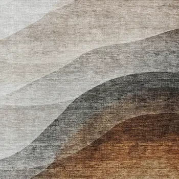 3' X 5' Khaki Black And Terra Cotta Abstract Washable Indoor Outdoor Area Rug