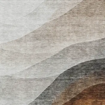 5' X 8' Khaki Black And Terra Cotta Abstract Washable Indoor Outdoor Area Rug