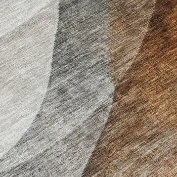 8' Khaki Black And Terra Cotta Round Abstract Washable Indoor Outdoor Area Rug