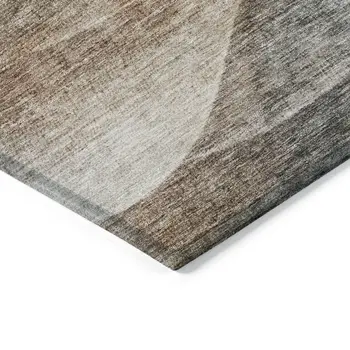 8' X 10' Khaki Black And Terra Cotta Abstract Washable Indoor Outdoor Area Rug