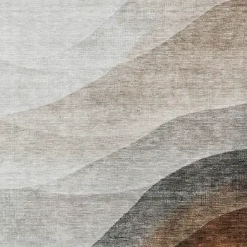 10' X 14' Khaki Black And Terra Cotta Abstract Washable Indoor Outdoor Area Rug