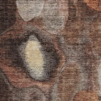 8' X 10' Coffee Copper And Beige Abstract Washable Indoor Outdoor Area Rug