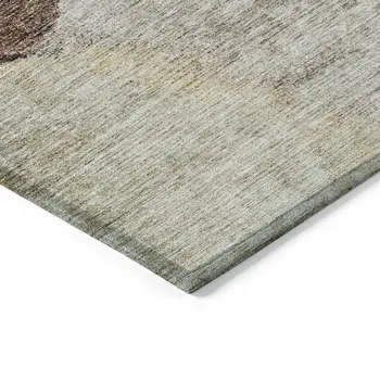 10' X 14' Coffee Copper And Beige Abstract Washable Indoor Outdoor Area Rug
