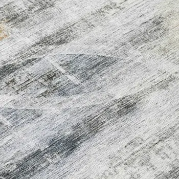 8' Silver Copper And Ivory Round Geometric Washable Indoor Outdoor Area Rug