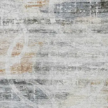 9' X 12' Silver Copper And Ivory Geometric Washable Indoor Outdoor Area Rug