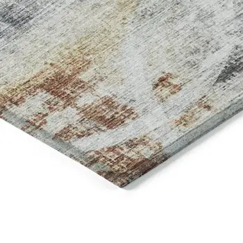 10' X 14' Silver Copper And Ivory Geometric Washable Indoor Outdoor Area Rug