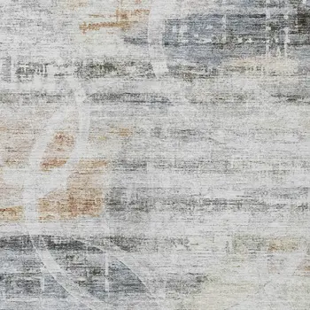 10' X 14' Silver Copper And Ivory Geometric Washable Indoor Outdoor Area Rug