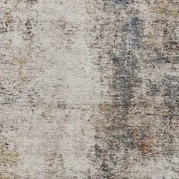 5' X 8' Ivory Blue And Copper Abstract Washable Indoor Outdoor Area Rug
