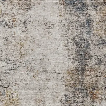 8' X 10' Ivory Blue And Copper Abstract Washable Indoor Outdoor Area Rug