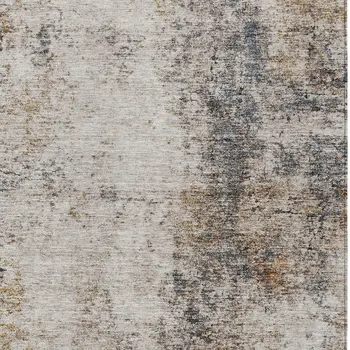 10' X 14' Ivory Blue And Copper Abstract Washable Indoor Outdoor Area Rug