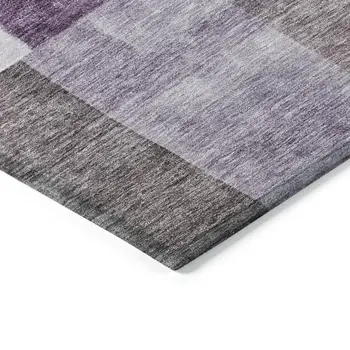 8' X 10' Eggplant Black And Lavender Geometric Washable Indoor Outdoor Area Rug