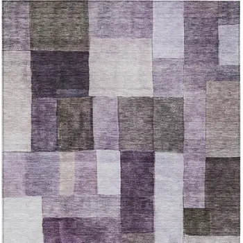 8' X 10' Eggplant Black And Lavender Geometric Washable Indoor Outdoor Area Rug