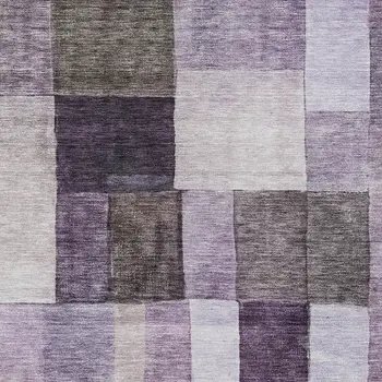 10' X 14' Eggplant Black And Lavender Geometric Washable Indoor Outdoor Area Rug