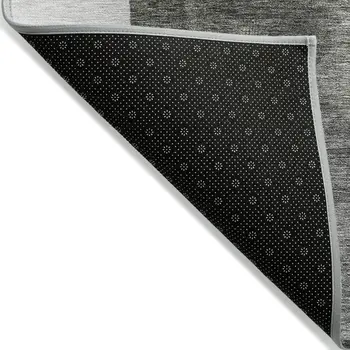 3' X 5' Pewter And Black Geometric Washable Indoor Outdoor Area Rug